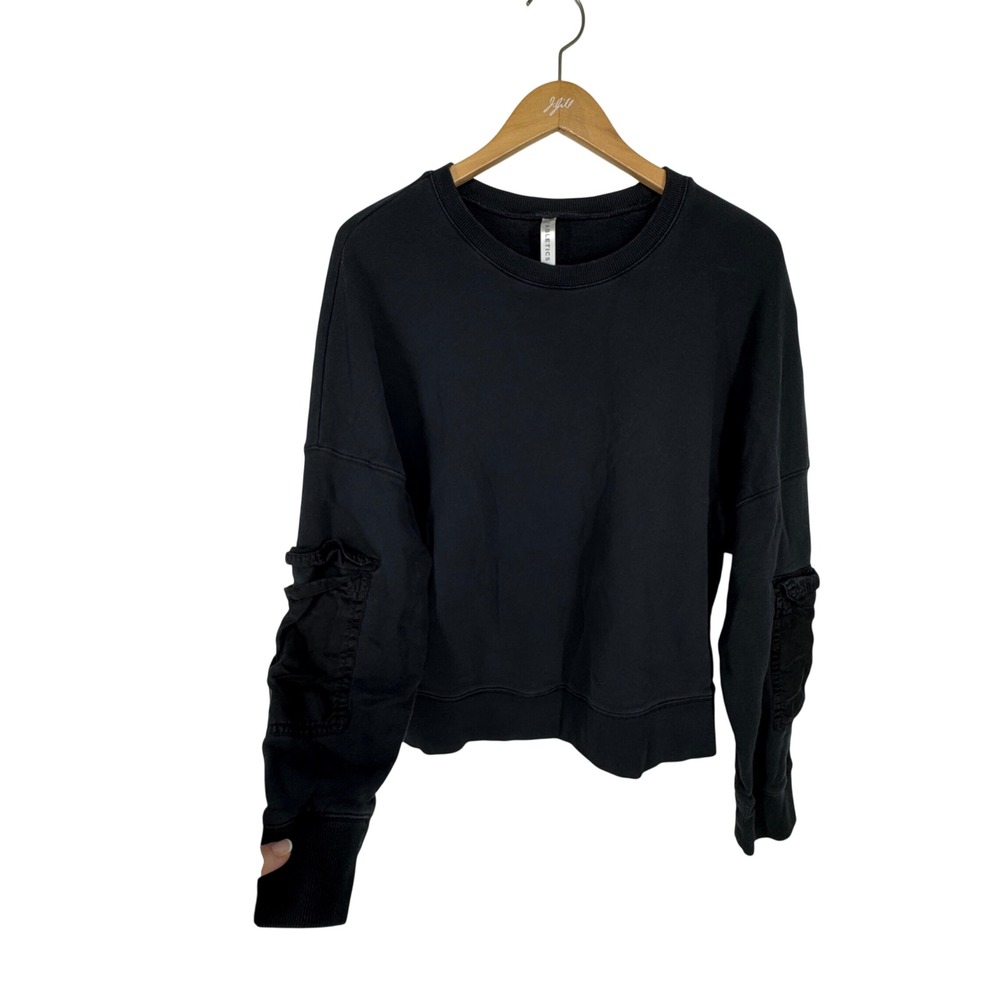 Fabletics Womens Utility Cargo Sleeve Crop Sweatshirt Crewneck Size S Gorpcore